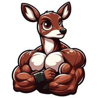Buff Deer with an Athletic Build and Tough Personality Unique Animal Character Illustration vector