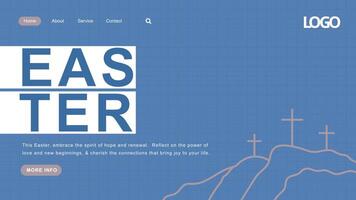 Easter day minimalist landing page template vector