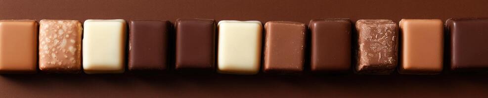 Array of delicious chocolate bars in a professional banner design for confectionery advertisement photo