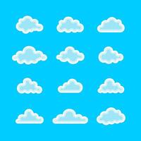 white clouds on blue spring sky in cartoon style for background design vector
