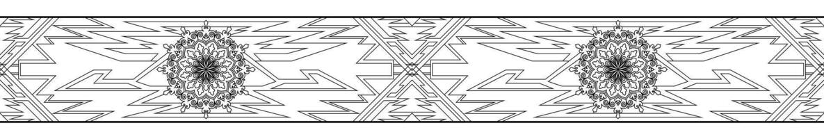 Geometric Black Lines with Abstract Border Patter vector