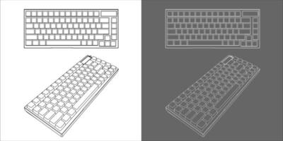 mechanical gaming keyboard. outline line drawing blueprint vector