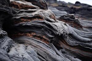 Solidified lava flow creating abstract rock formations photo