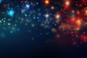 Colorful fireworks exploding in night sky with bokeh effect photo