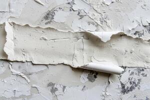 Old white paint peeling from a wall creating an abstract pattern photo