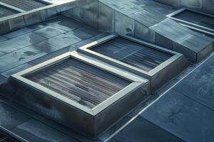 Ventilation system on a roof protecting building from overheating photo