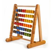 Colorful wooden abacus standing on white background representing counting and learning photo