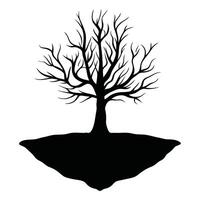 Tree bare black and white silhouette. vector