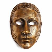 Golden metallic mask representing a futuristic or sci fi character photo