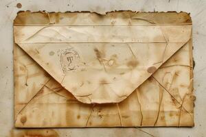 Old, burnt and stained envelope showing its age and journey photo