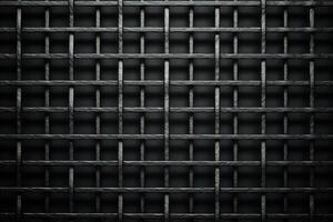 Dark metal grid creating a repetitive pattern on a black background photo