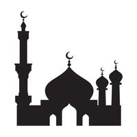 A clean, bold silhouette of a mosque, perfect for representing Islamic architecture or religious themes. vector