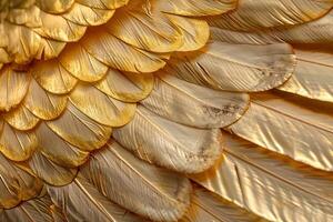 Golden feathers creating a luxurious and elegant background photo