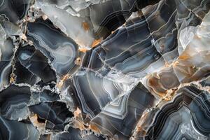 Polished agate surface showing intricate patterns and colors photo