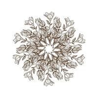 A stunning floral mandala with ten symmetrical repeats, blending organic elements with geometric harmony. Great for mindfulness art, intricate patterns, and elegant branding. vector