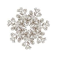 A refined floral arrangement rotated symmetrically seven times, forming an intricate botanical motif. Perfect for luxury branding, textile patterns, and digital wallpapers. vector
