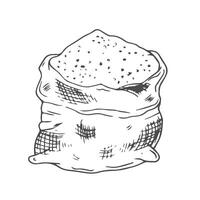 Sack of flour. Outline illustration on white background, design element vector