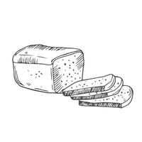 Doodle hand drawn sketch fresh style bakery set. Bread with slices on white background vector