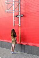 Escape staircase, fire escape route of a factory, inspection On a wonderful day with a positive attitude photo
