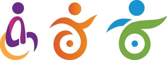 a collection of disability logos with various shapes with enthusiasm vector
