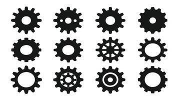 Black Settings Gear Icon for User Interface vector