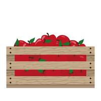 Wooden box container with red apple cartoon illustration vector