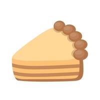 A slice of chocolate pie with pudding filling cartoon isolated object illustration vector