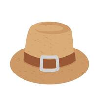 Leather hat with brown blet cartoon isolated object illustration vector
