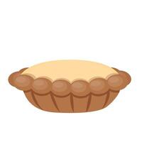Delicious dessert chocolate pie with pudding filling cartoon isolated object illustration vector