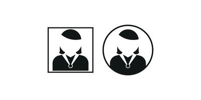 Female Avatar Icons with Medal in Square and Circle vector