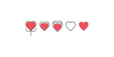 Creative Heart Icon Set with Unique Outlines and Fill Designs vector