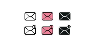 Modern Email Notification Icons With Three Styles For UI And Applications vector