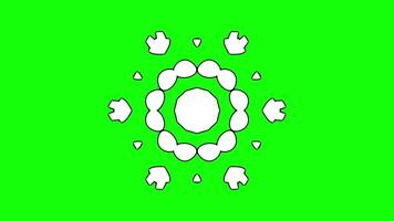 Circular Abstract Pattern With White Shapes on Green Background video