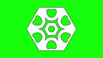 Abstract hexagonal geometric design with petal-like shapes and central star pattern video