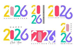 set of Happy new year 2026 design, 2026 logo text design . new year celebration concept . vector