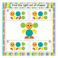 Logic puzzle for children. Find the correct set of cartoon animal. Answer is C. vector