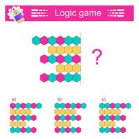 Logic game. IQ training test. Find the correct net. Printable worksheet. Answer is c vector
