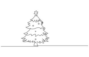 One line drawing of a Christmas tree vector