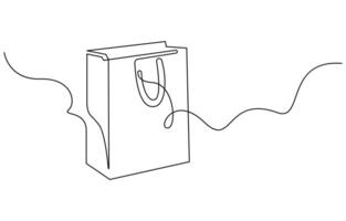 Simple paper bag one line vector