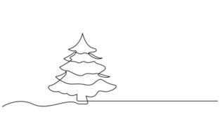 Christmas Tree in the Snow Continuous Line vector