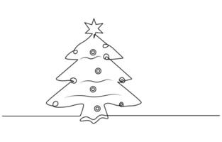 One line of a Christmas tree vector