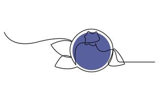 Blueberries in continuous line art vector