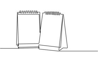 Table calendar in one line continuous vector