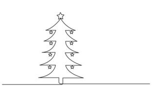 Christmas Tree in the Snow Continuous Line Drawing vector