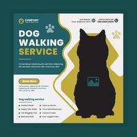 Dog walking Social Media Post Or pet business web, online Square banner design template vector