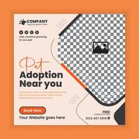 Pet Adoption, organic Food Service Social Media Post Design or Pet Business web and online Post Square Banner Template vector