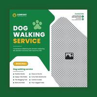 Dog walking service center Social Media Post design Or pet business web, online Square banner template vector