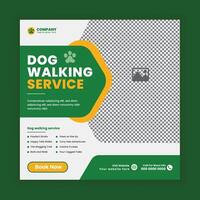 Dog walking Social Media Post design Or pet business online Square banner template vector