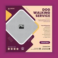 Dog walking Social Media Post design Or pet business web Square banner template vector