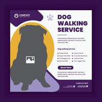 Dog walking service Social Media Post design Or pet business web, online Square banner template vector